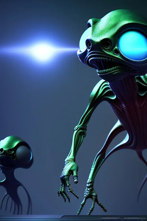 full length aliens clean art NFT, blender 3d