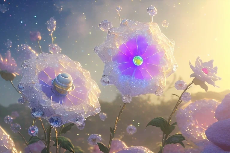 one big crystal subtle flower in a galactic ambiance of the sky, transparent petals, delicate colors, in the foreground, full of details, smooth, bright sunshine，soft light atmosphere, light effect，vaporwave colorful, concept art, smooth, extremely sharp detail, finely tuned detail, ultra high definition, 8 k, unreal engine 5, ultra sharp focus