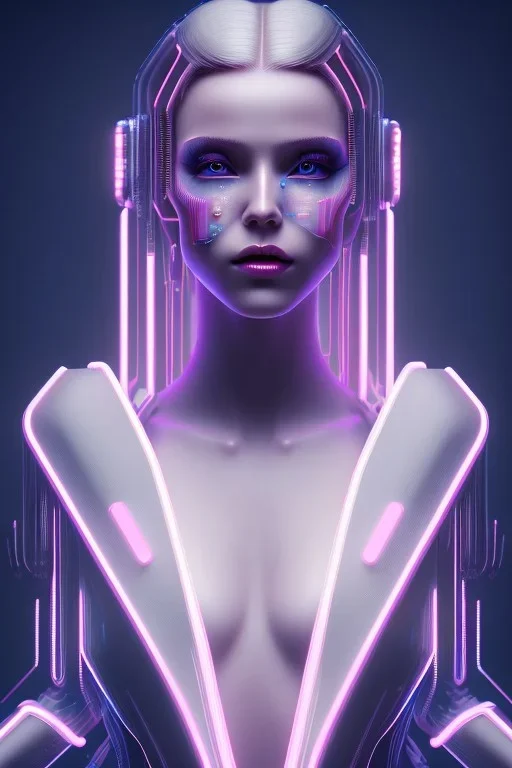 cyberpunk, head, women, portrai, tron sketch of a girl on lined paperA beautiful one nude body of a make up smiling woman blond long hair, alone, high key lighting, volumetric light high details with white stripes and blue eye, smiling with plump pink lips, flowers around, unreal engine petit prince belle fine, profil de trois quart, grand front cosmique, peau bleu cristalline, yeux bleu, perle sur le front long cheveux blond et rose etoilé, cristaux sur le corps, collier de grande princesse, l