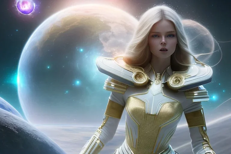  beautiful cosmic woman, long hair, nice smiling, magic glamour make up, delicate colors, beautiful glamour galactique dress, ultra sharp focus, 8k, unreal engine 5, extremely sharp detail, light effect, soft light atmosphere of a spaceship, smooth, full of details, face in front, complete vision of face and hair and body