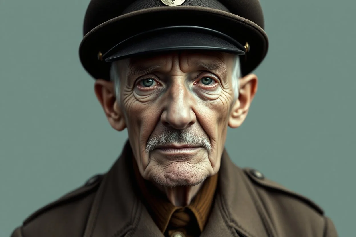 make a portrait of an old man at the time of world war 1