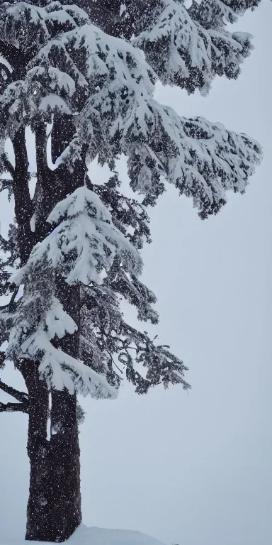 photograph of tree in the snow