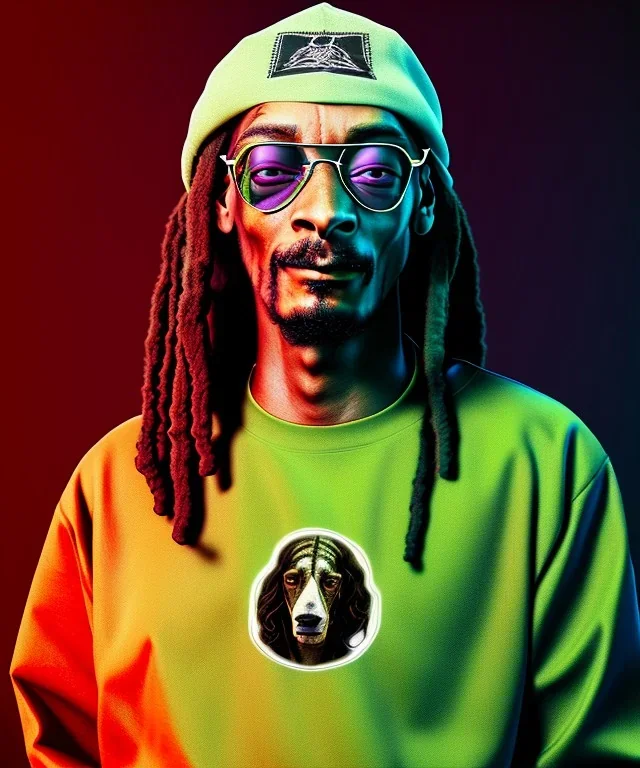 Snoop Dogg, smoke weed, weed background, hyper realistic