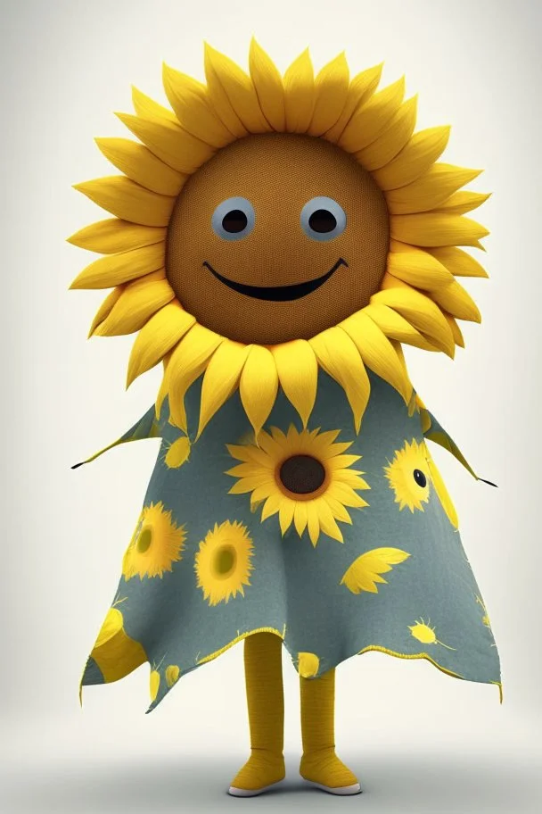 Cheery and cute sunflower avatar full body in fabric material