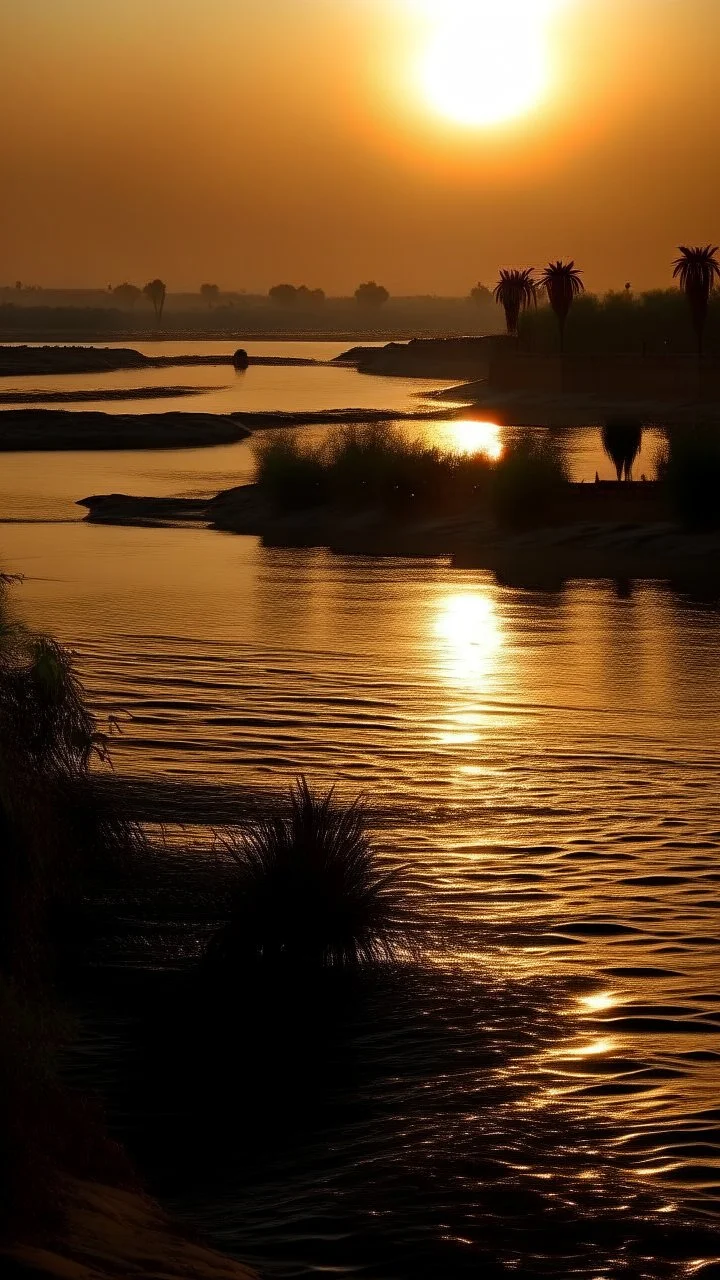 Nile river, sunseting