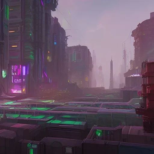 cyberpunk slums base houses scifi