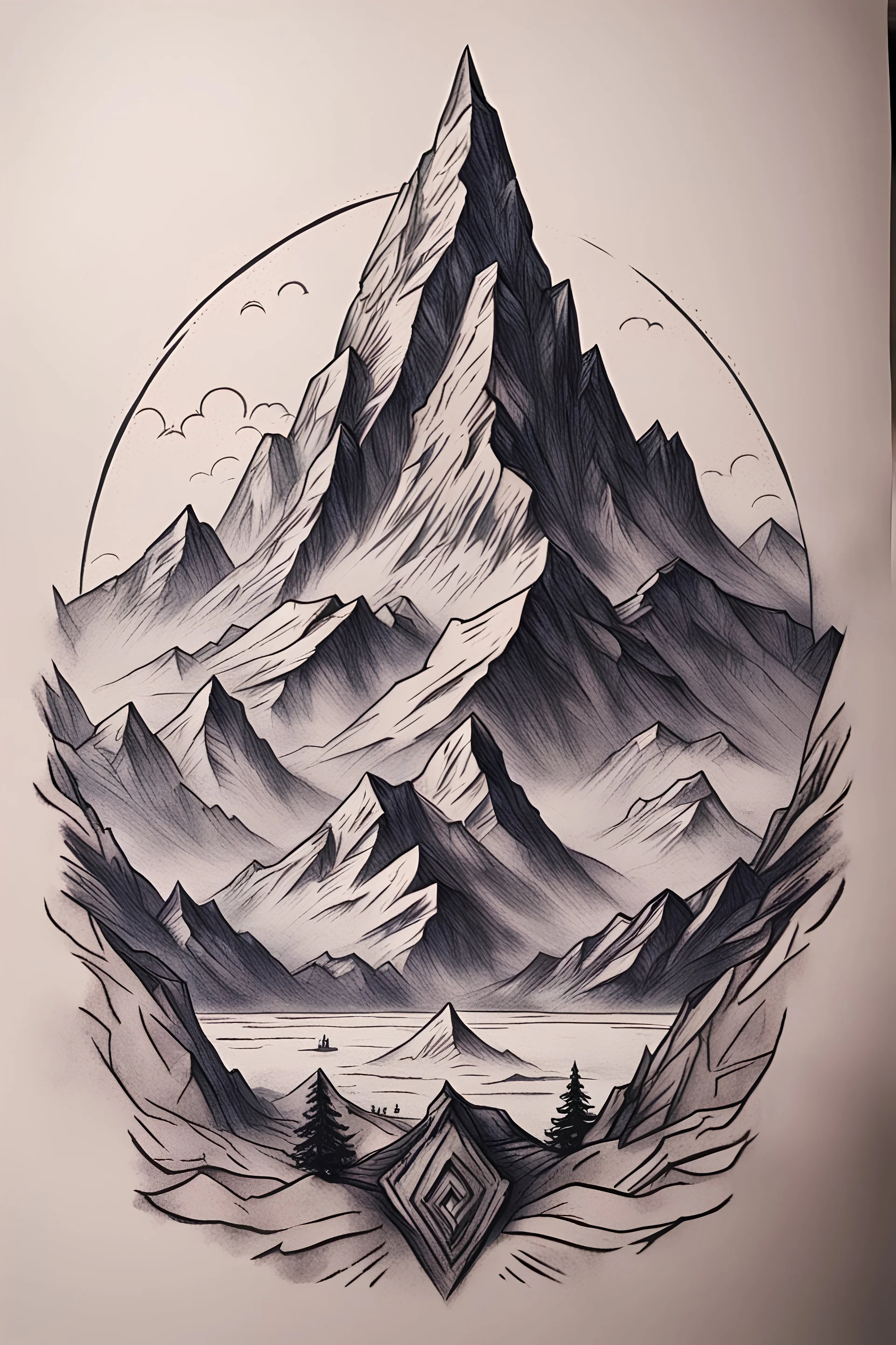 Illustration - Mountain tattoo by MelonMia on Newgrounds