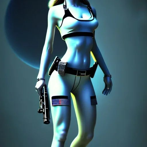 lady cop top in spaceship