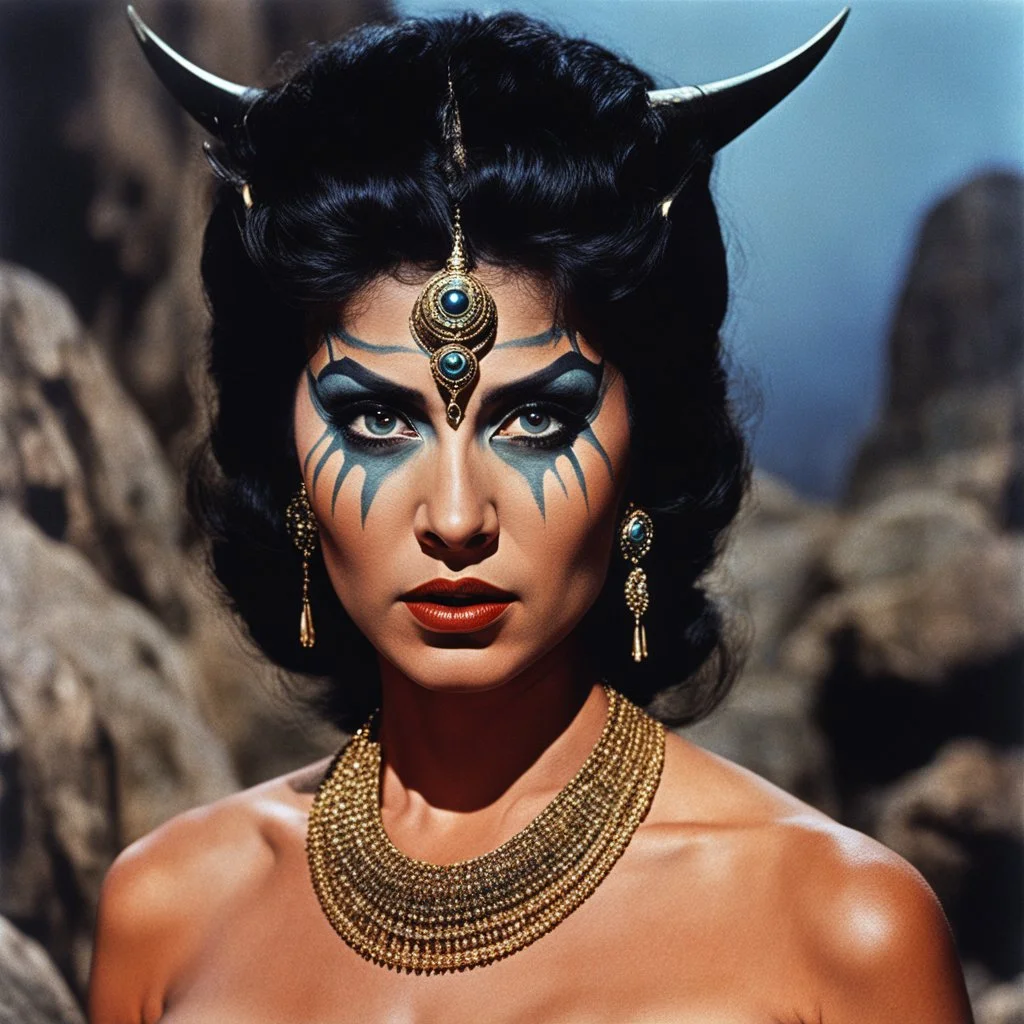 [colour picture: Jason and the Argonauts (1963)] Surpanakha, with her twisted form and ferocious demeanor, presents a stark contrast. Her appearance is more ominous, bearing the marks of her demonic lineage. Her once alluring features have been distorted, reflecting the darkness that resides within her. Surpanakha's eyes, filled with a fiery intensity, convey a sense of danger and aggression. Her twisted form, with sharp claws and teeth, symbolizes her predatory nature and the ferocity with whic