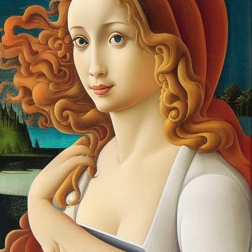 portrait of a beautiful busty woman Sandro Botticelli style smiling