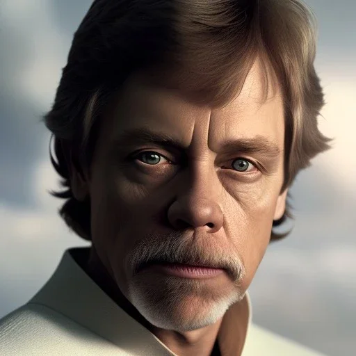 wide angle stunning photo realistic portrait of mark hamill as luke skywalker in star wars with photo realistic hairstyle, blue eyes, eos5d mark 4, ef 85mm 5.6, professional majestic photo realistic painting by Ed Blinkey, Atey Ghailan, by Jeremy Mann, Greg Manchess, Antonio Moro, trending on ArtStation, Intricate, High Detail, Sharp focus, dramatic, by greg rutkowski, realism, beautiful and detailed lighting,