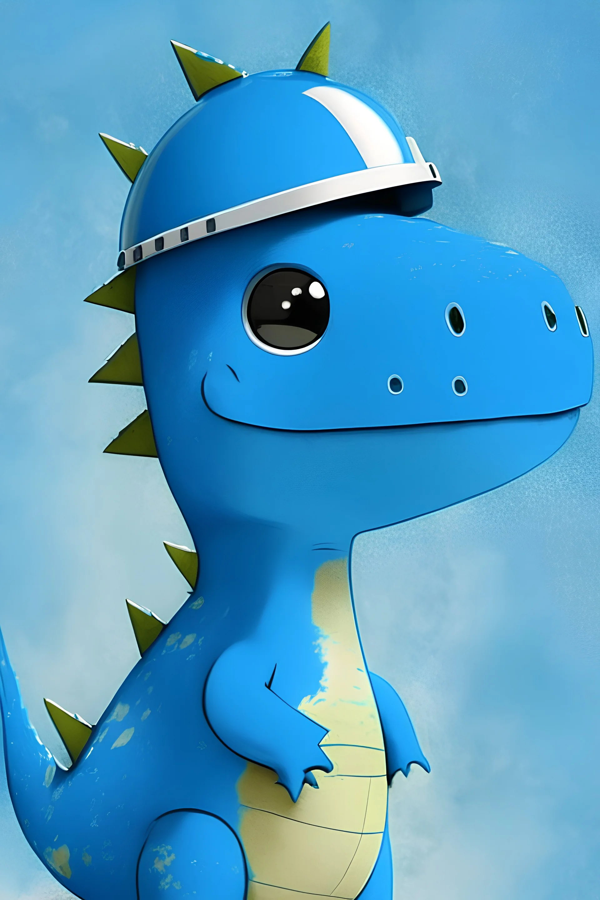 Cute dinosaur as my picture with blue color and put a engineering helmet