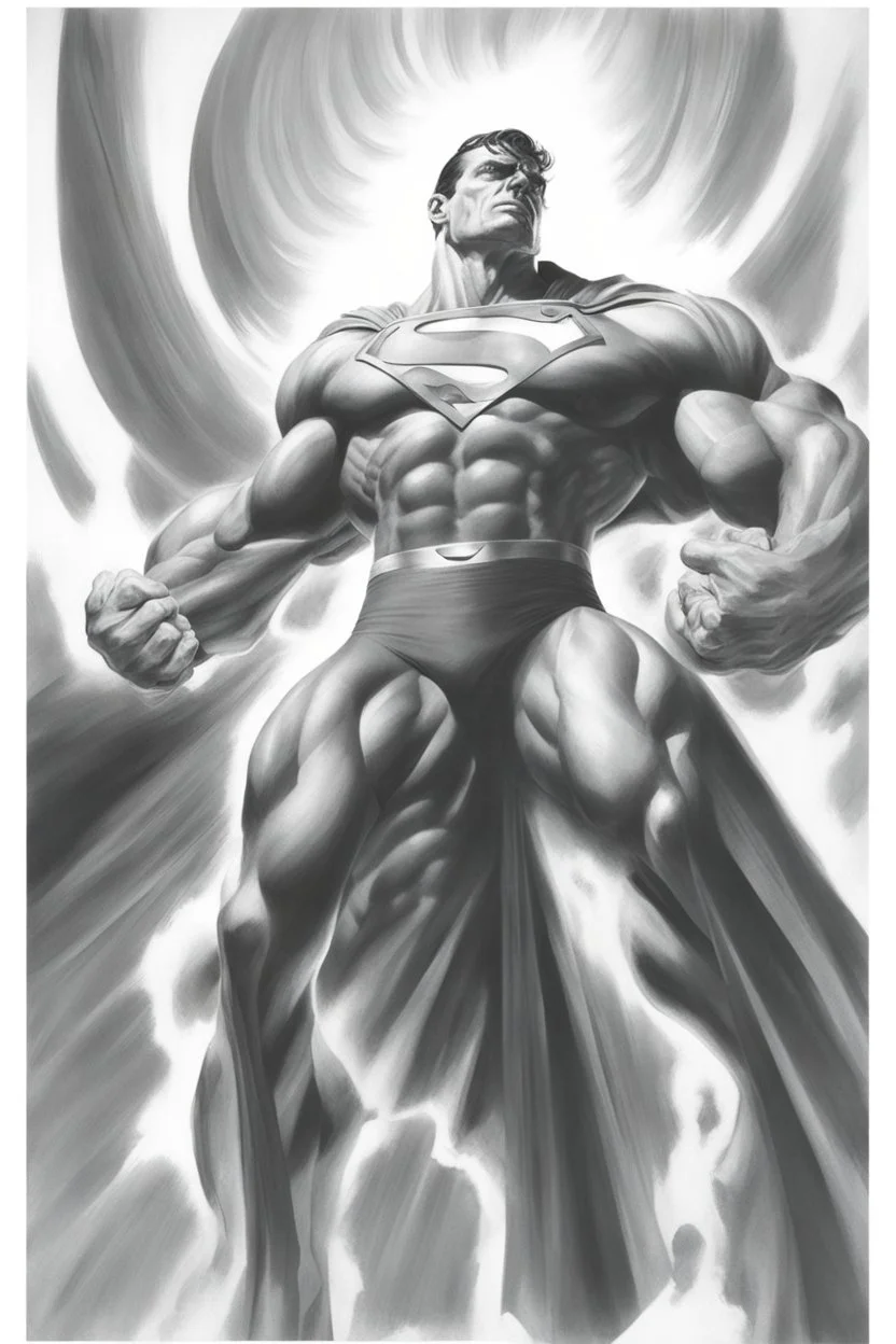 an extremely muscular Superman in the art style of Alex Ross