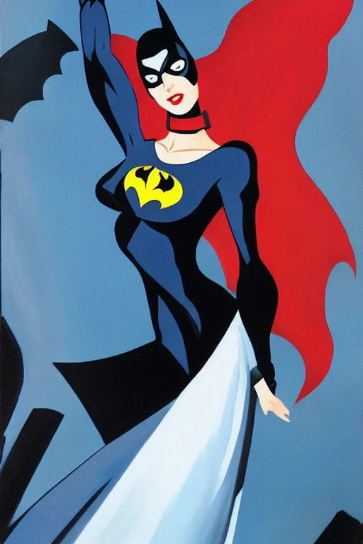 Full body portrait, painting, medium shot lady style of Batman: The Animated Series