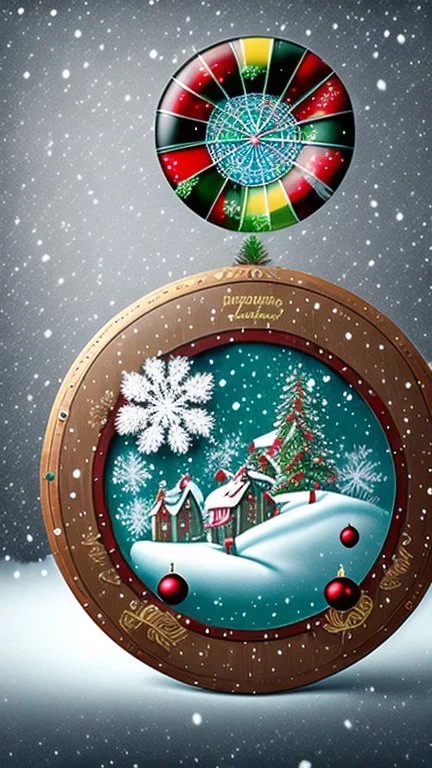 Dartboard als Christbaum Cartoon , Schnee, Weihnachtskugel, Wichtel