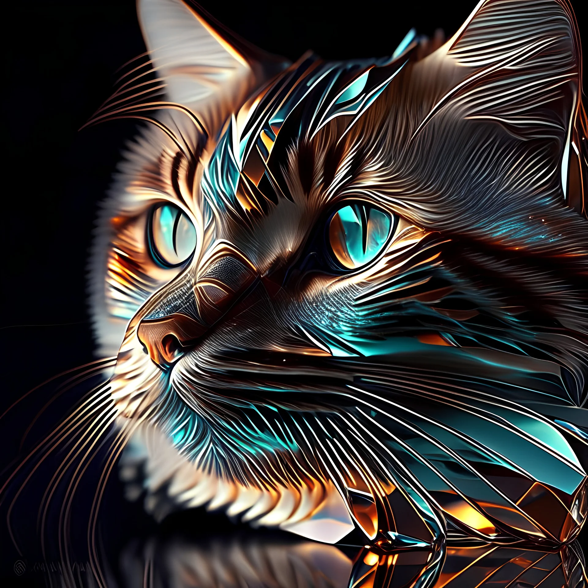 stunninf face cat made of beautiful glass