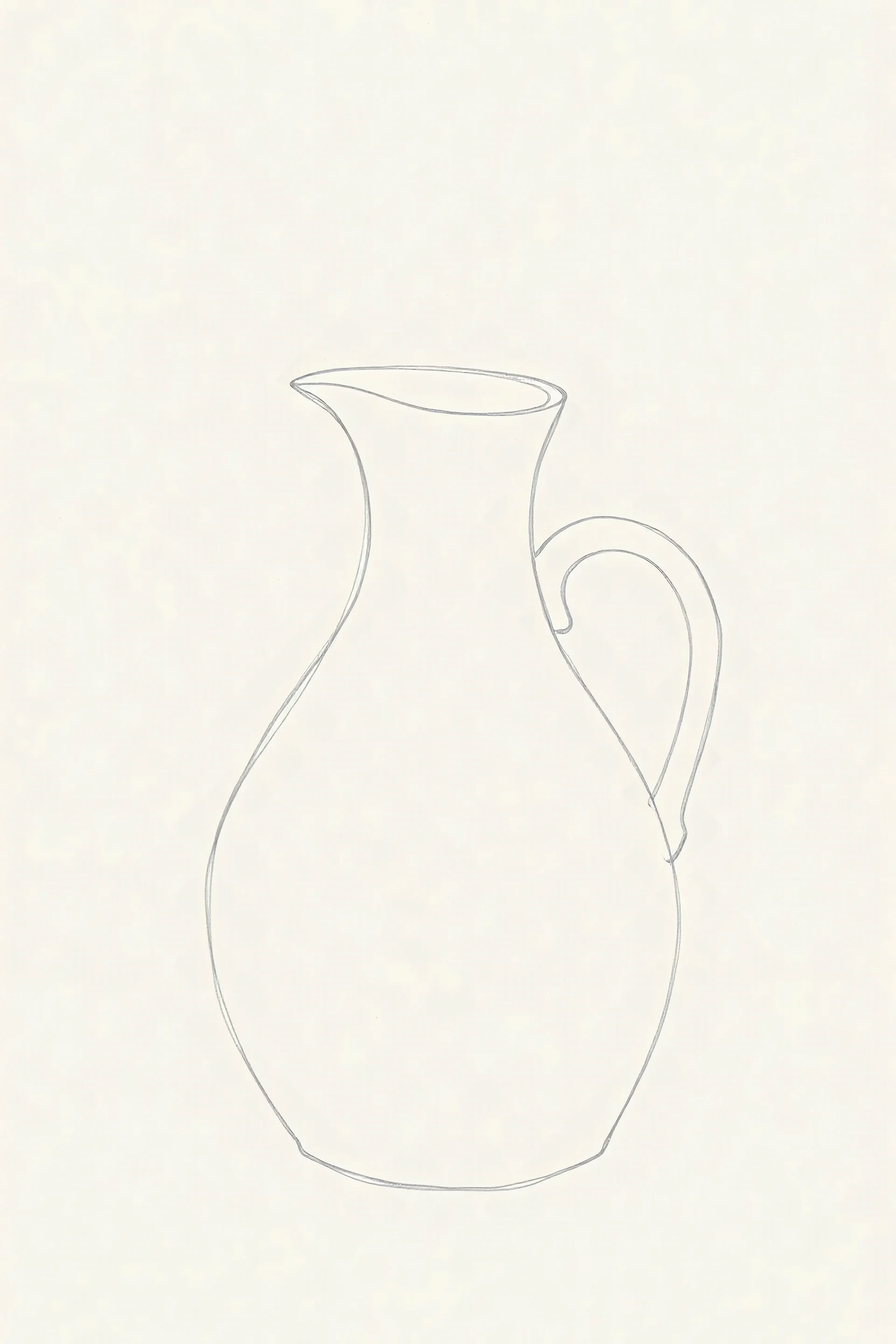 Minimalist outline of a jug in pencil in the style of the sketches of Van Gogh