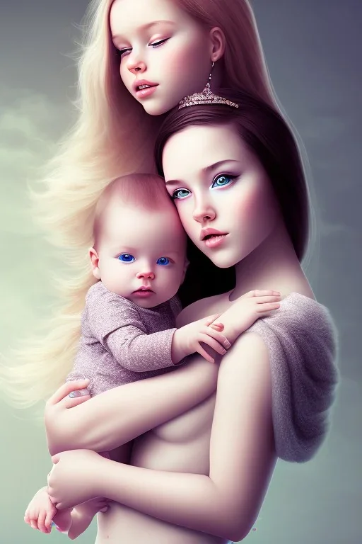 Girl holding baby, cute, beautiful