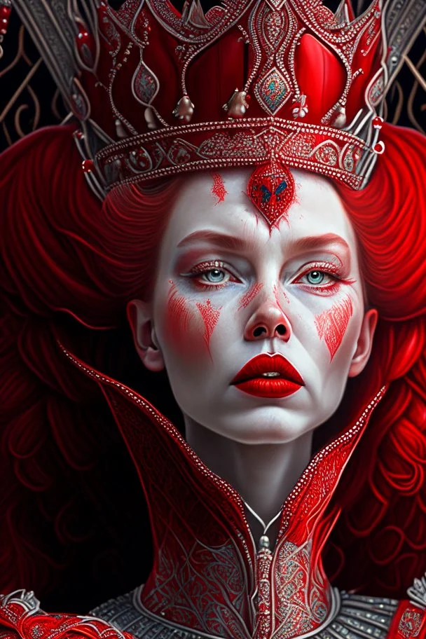 The resplendent and regal Red Queen a captivating subject depicted in a mesmerizing and intricately detailed hyperrealistic highresolution artwork has been causing a stir and capturing the attention of online art communities on popular platforms such as Artstation and Deviantart, the red queen emanates an air of captivating authority in this hyperrealistic high-resolution artwork, her every feature is meticulously depicted with intricate details that mesmerize the viewer, the artwork, trending o