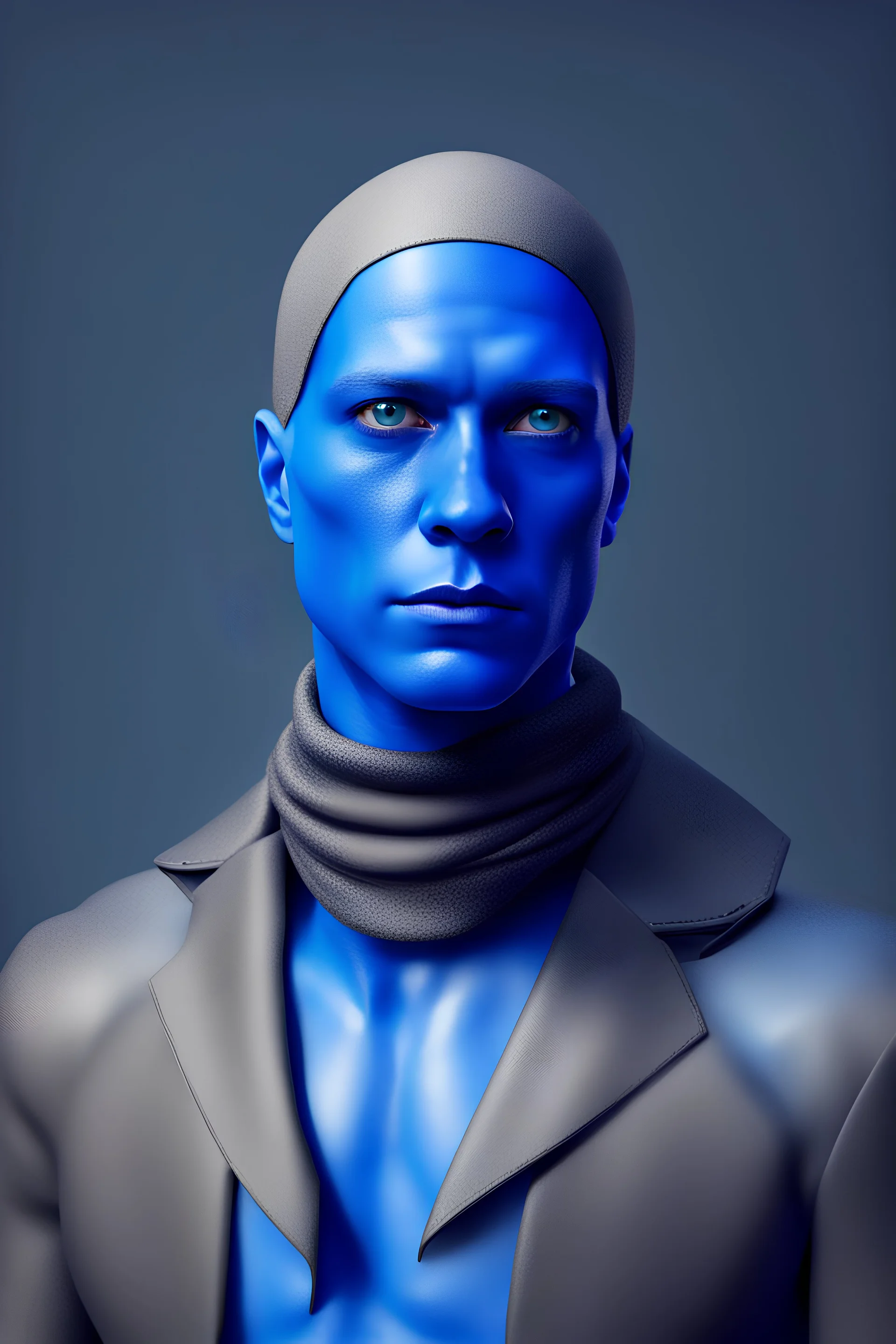 realistic blue man