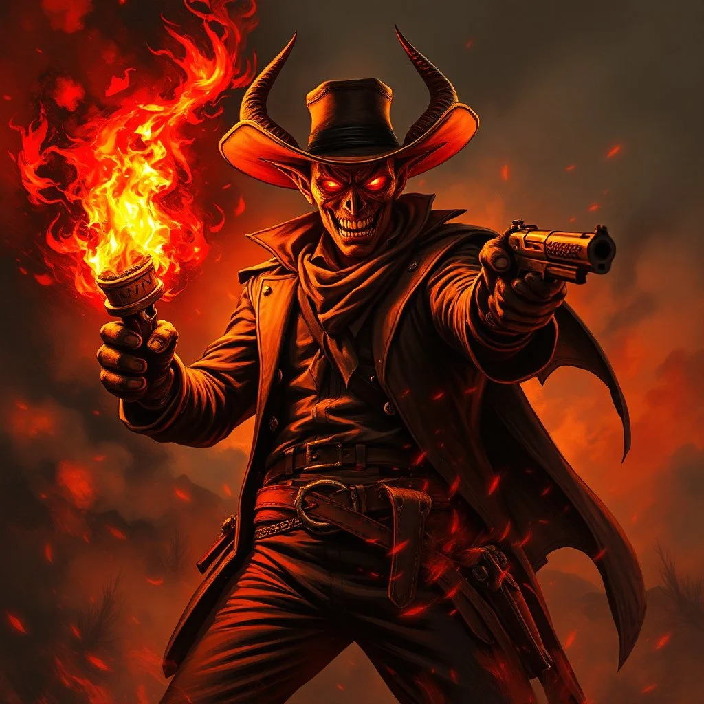 blaze the pyromaniac devil wild west bandit fantasy art