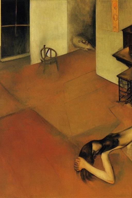 a chimera in a liminal room depicted by balthus