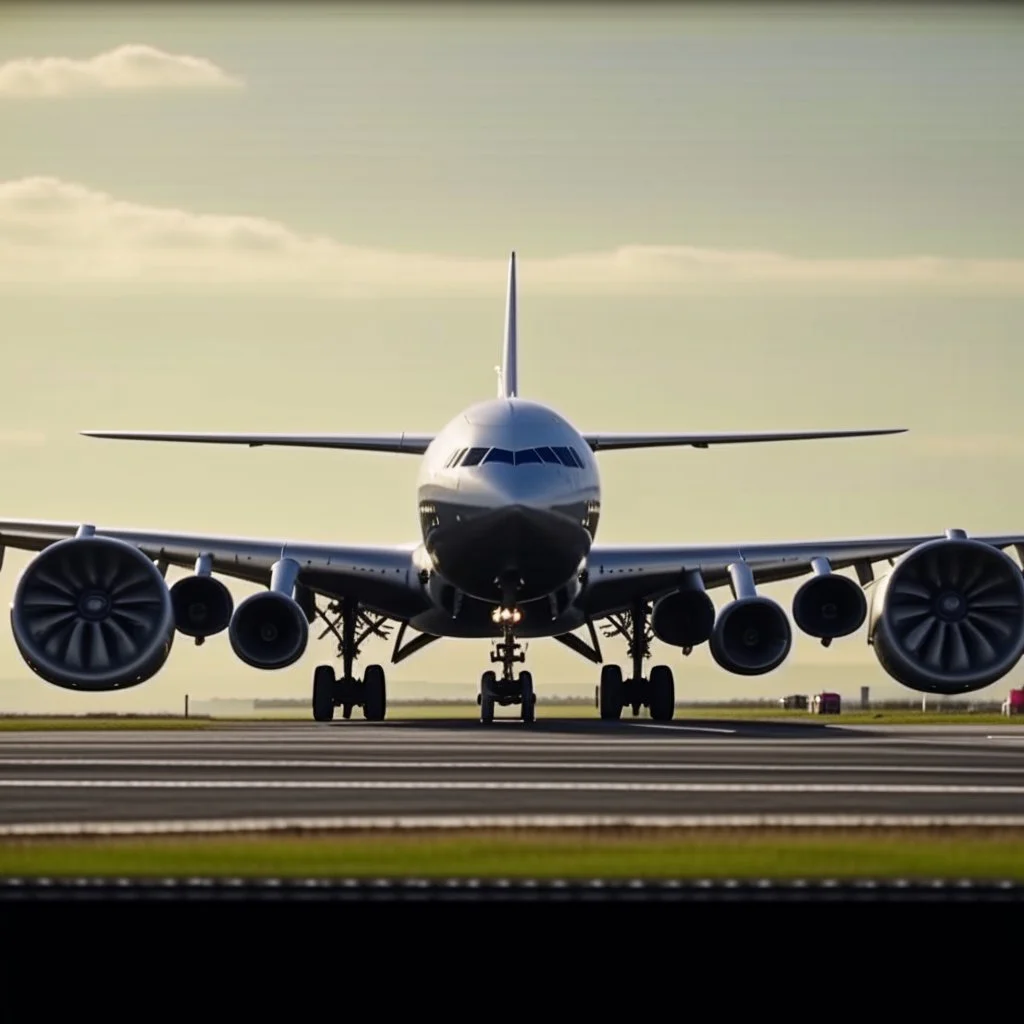 Image of a plane about to take off from the ground, 4K