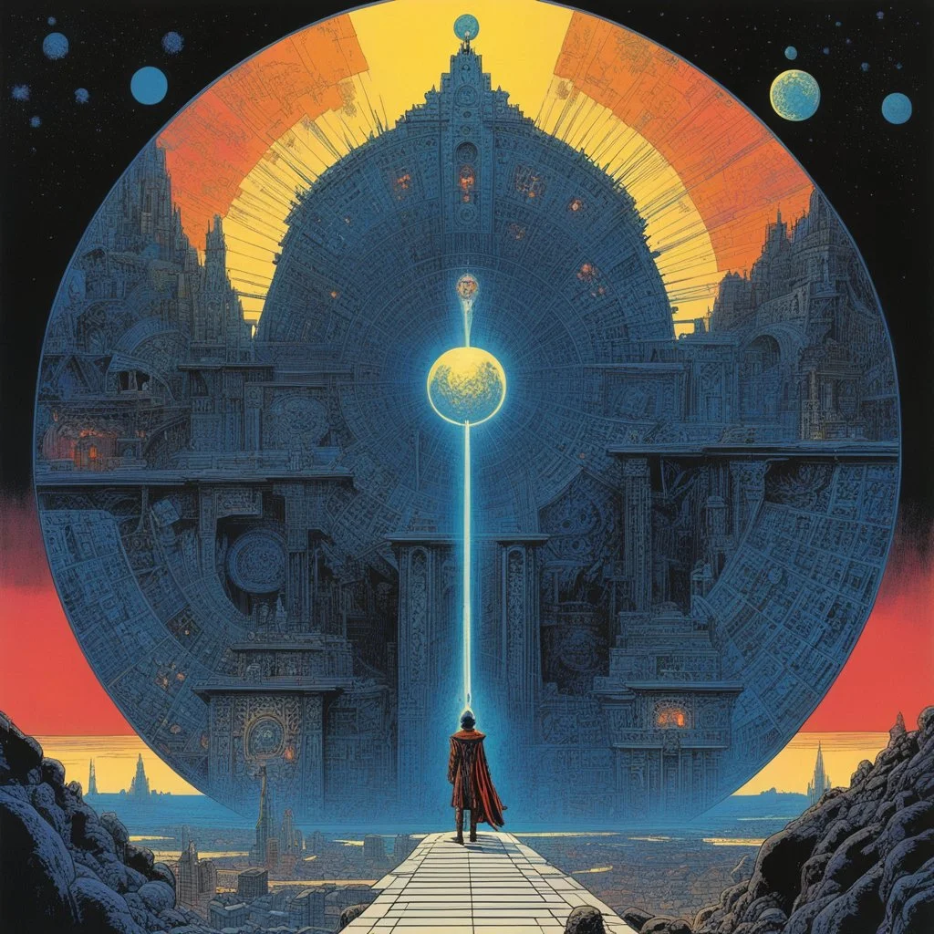 Philippe Druillet's Délirius (1973, written by Jacques Lob) Lone Sloane: (Staring at the holographic map, his voice dropping to a dangerous whisper) "You think you can play me like a pawn on a board. I will break that vault wide open. I will steal their gold. But mark my words, holy man... when this heist is done, I am coming back for your throat."
