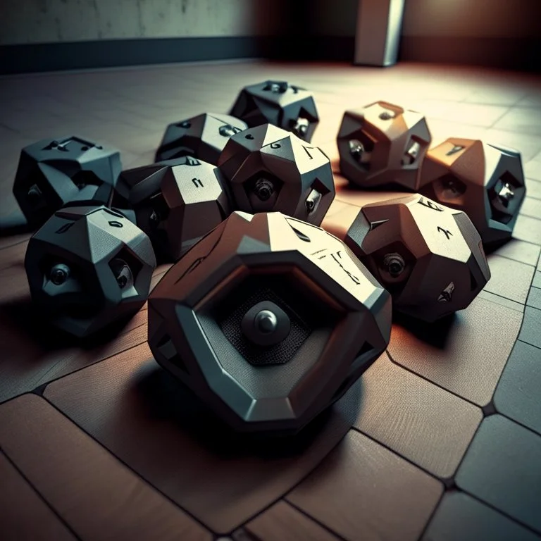 Hexagon Dumbbells on the floor