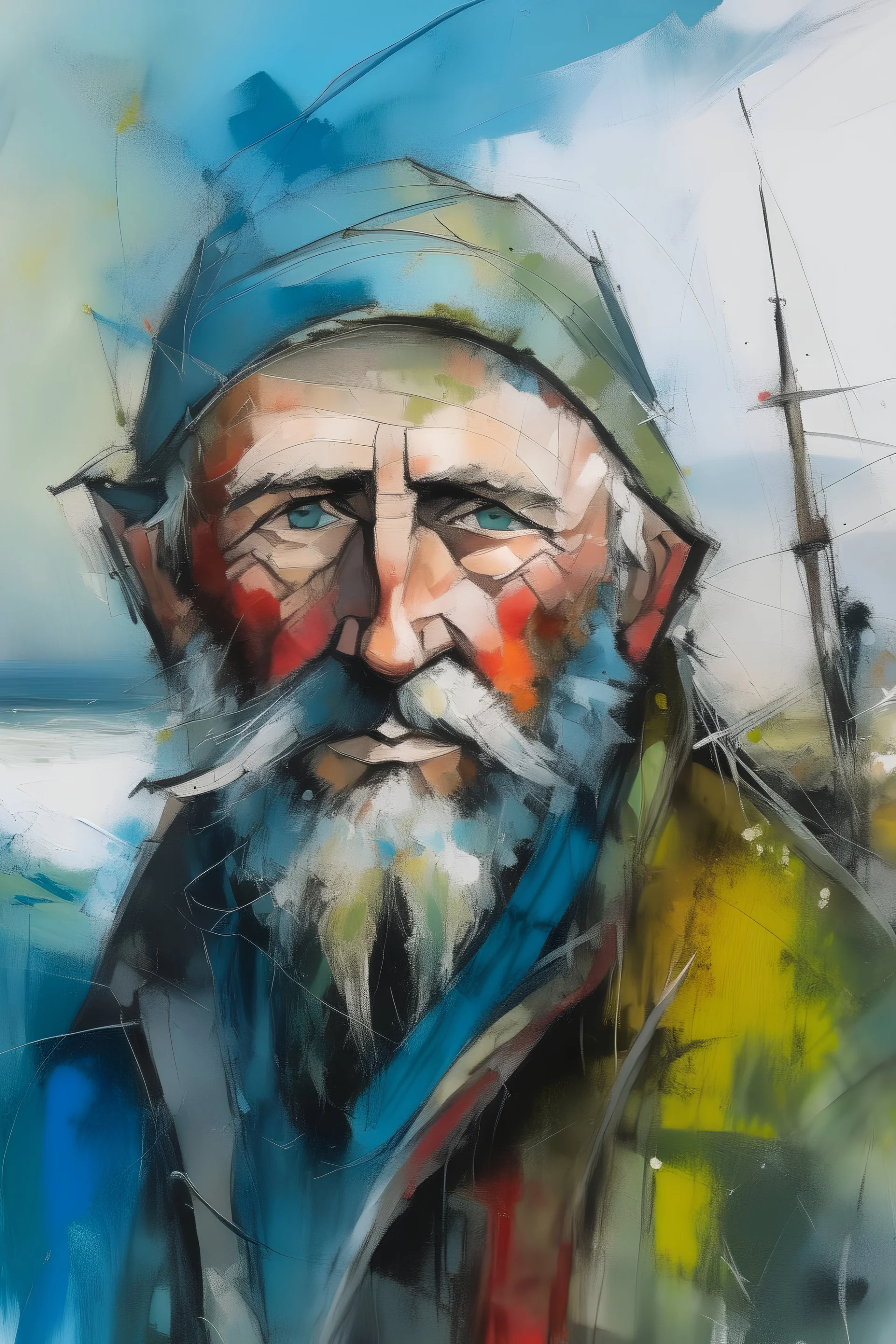 an abstract portrait of a Cornish fisherman