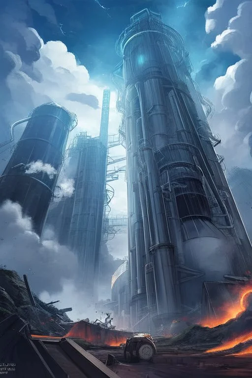 a nuke power plant with a lot of smoke in the sky by the river