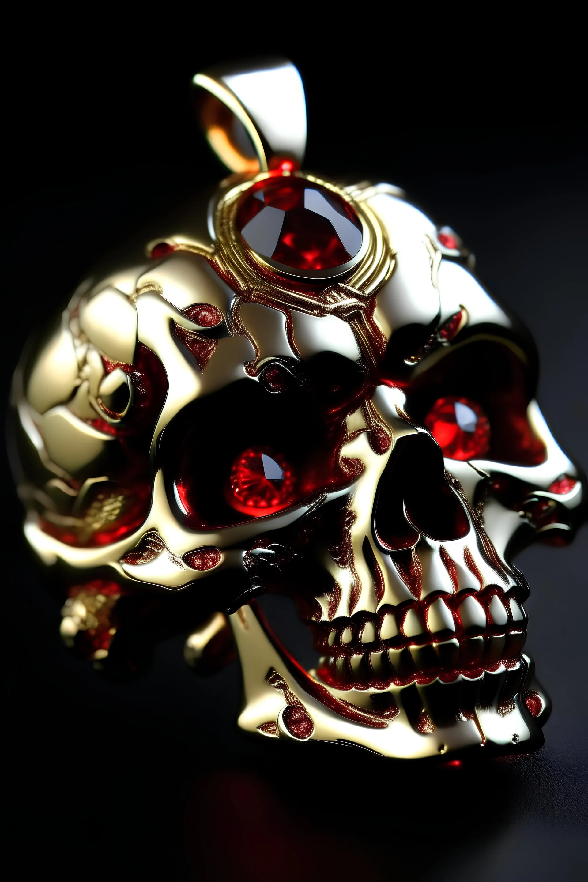 skull headbanging red eyes gold neckless scar