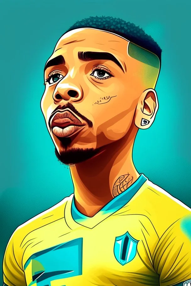 Gabriel Jesus Brazilian football player ,cartoon d