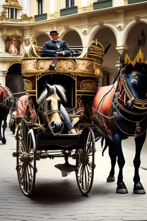 Fiacre carriage with horses in Vienna