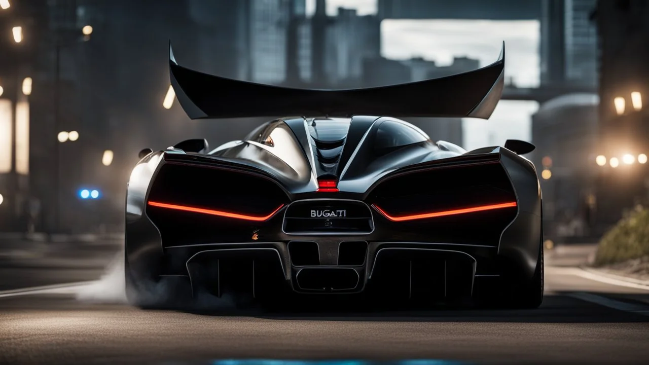 Batmobile bugatti ,rear view, desktop wallpaper, 4K, Cinematic
