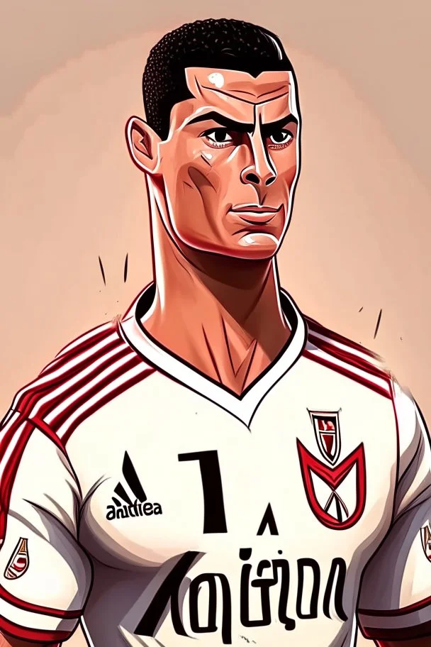 Cristiano Ronaldo wears the Egyptian Zamalek club jersey cartoon 2d