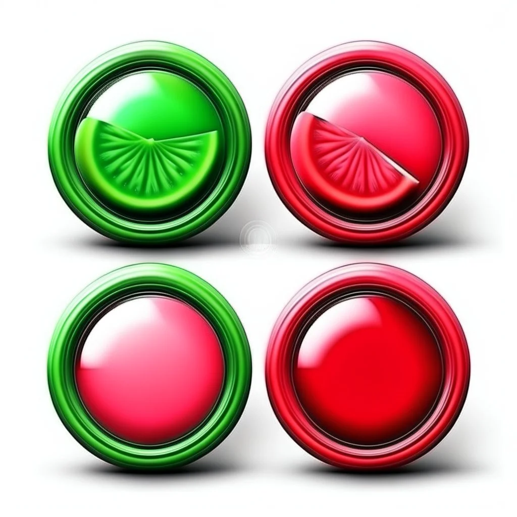 Round picture frames in the colors of watermelon with a light background for tubes