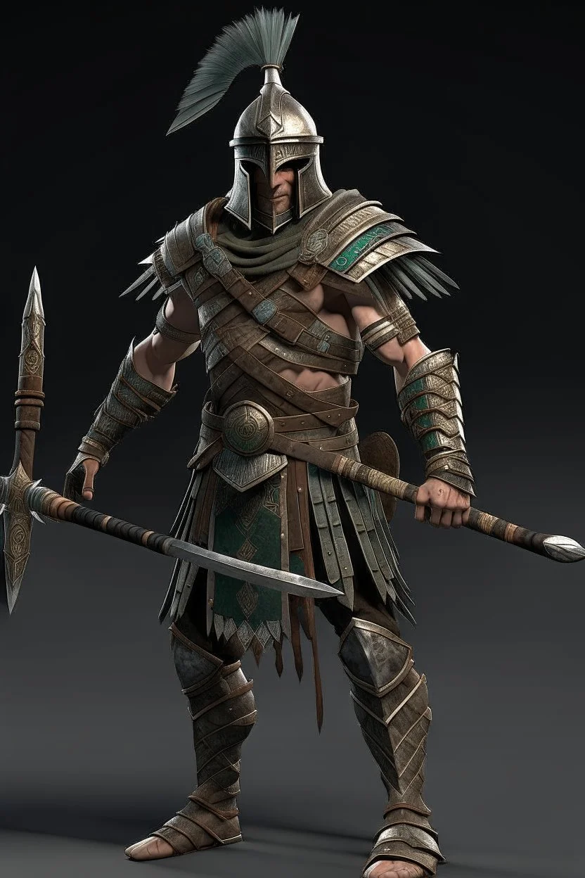 celtic spear warrior no helmet