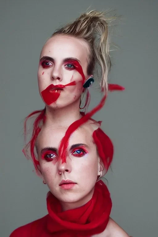 Danish Singer MØ, red tones, high lighting