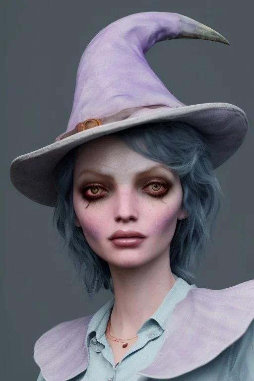 Friendly witch, playing with crows, perfect eyes, pastel colour, style Elisabeth Kreitz