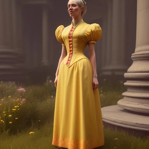 Full body, 3d render, Emma mackey, 1800's women style, 1800'hair style, 1800's women dress style, hyper realistic, octane render, unreal engine 5, 8k, palace background, uhd