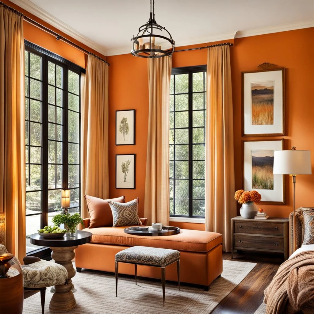 ladytigerette❤️ Warm orange and stone water nice……. Large window in bedroom 😍. Open wide room 😍. Too bad could see the bathroom n kitchen. I love open concept.