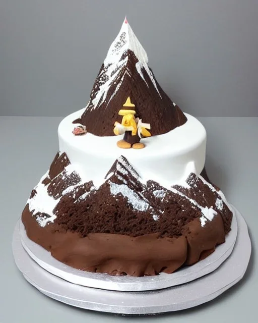 Matterhorn model made of chocolate cake and biscuits