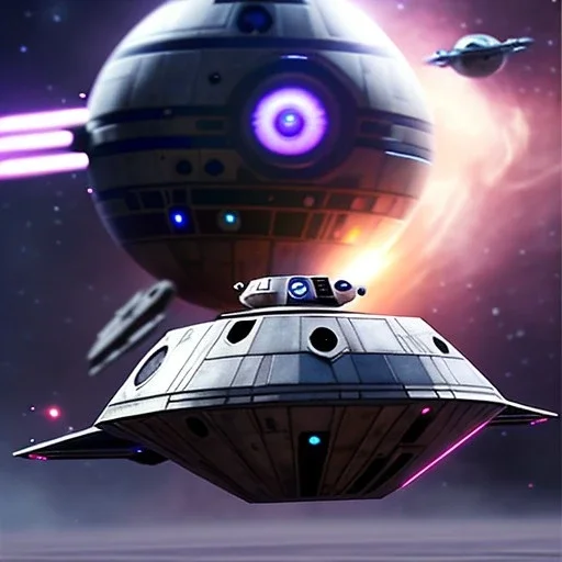 Space mothership, star wars style, metalic color, hyper realistic, blur