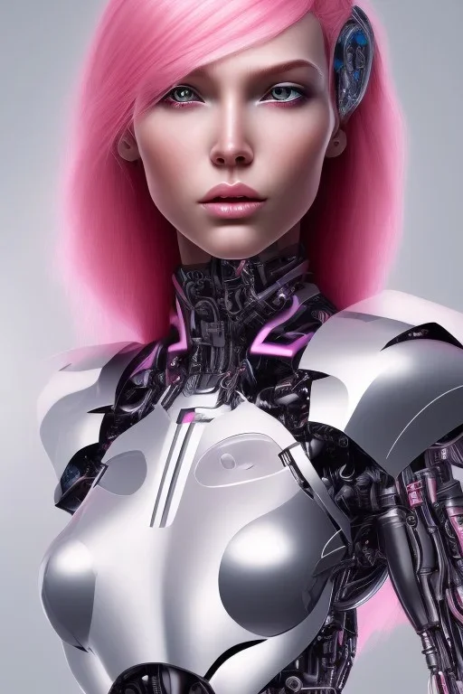 cyborg, pink hair,seven