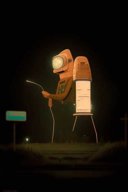 man from space singing Simon Stalenhag style