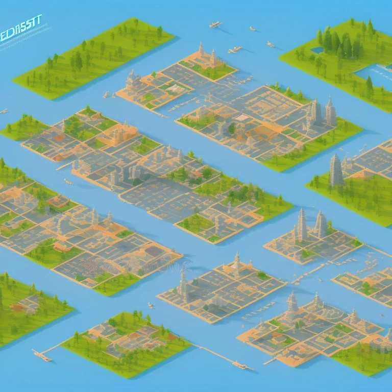 isometric architecture illustration flat design of a city in mountains