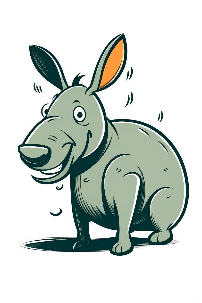 Aardvark with a mischievous grin, Style: Cartoon Minimalist, Mood: Playful, Lighting: Flat with bold shadows, T-shirt design graphic, vector, contour, white background. THE IMAGE FEATURE B ZOO AND WORDS\"life is better with a Aardvark\"IN WHIT LETTERS.THE BACK