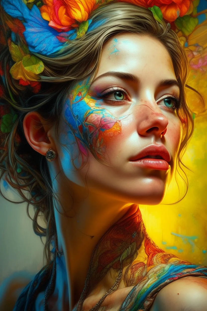 head and shoulders portrait, 8k resolution concept art portrait by Greg Rutkowski, Artgerm, WLOP, Alphonse Mucha dynamic lighting hyperdetailed intricately detailed Splash art trending on Artstation triadic colors Unreal Engine 5 volumetric lighting