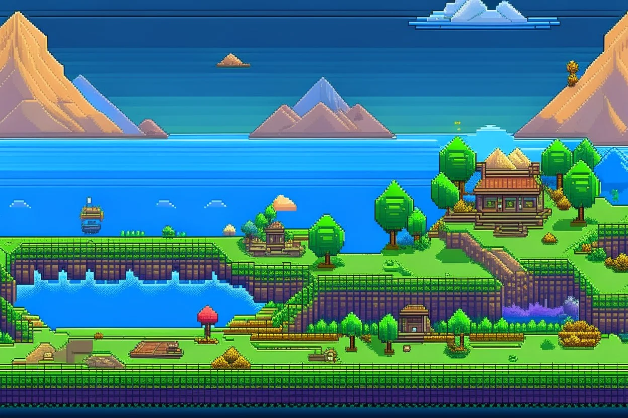 2d pixellated nintendo style landscape jupiter trading exchange